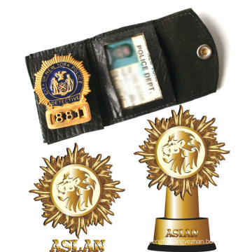 Police Badge with Gold Plated 3D Badge (GZHY-BADGE-016)